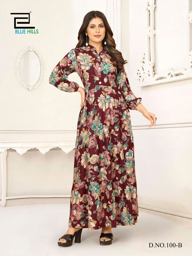 Ameesha By Blue Hills Rayon Printed Gown Catalog